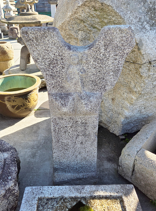 Jizo Carved Stone, Japanese Antique Buddhist Statue - YO07010284