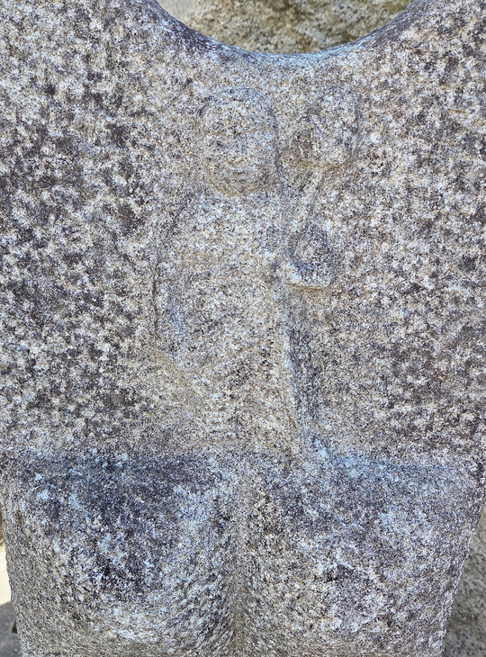 Jizo Carved Stone, Japanese Antique Buddhist Statue - YO07010284