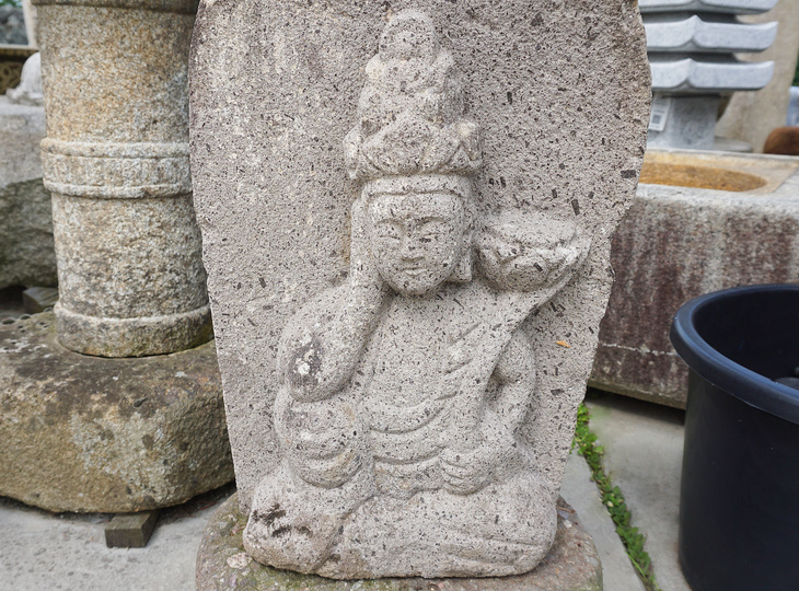 Kannon Carved Stone, Japanese Buddha Statue - YO07010201