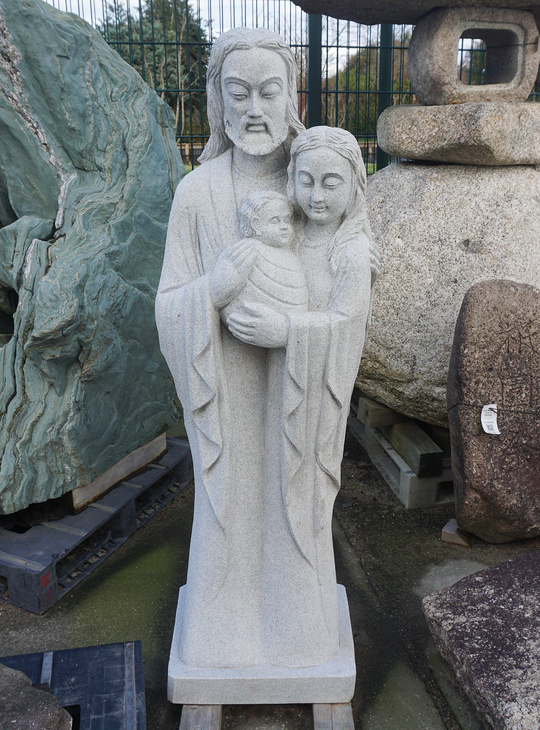 Kirisuto Ishizo, Japanese Stone Christian Statue of Jesus, Mary, and Joseph - YO07010209