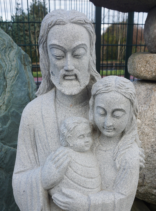 Kirisuto Ishizo, Japanese Stone Christian Statue of Jesus, Mary, and Joseph - YO07010209