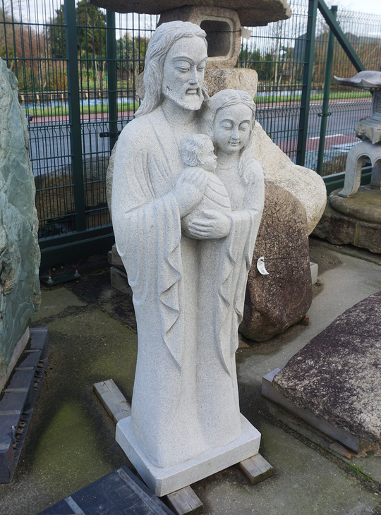 Kirisuto Ishizo, Japanese Stone Christian Statue of Jesus, Mary, and Joseph - YO07010209