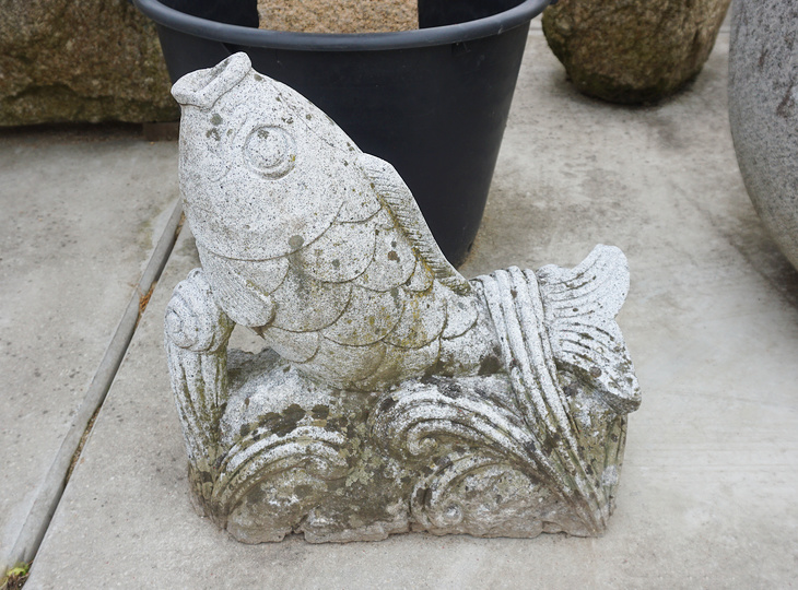 Koi Ishizo, Japanese Stone Koi Statue - YO07010187