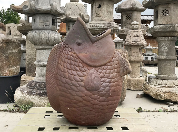Koi Statue, Japanese Ceramic Ornament - YO07010040