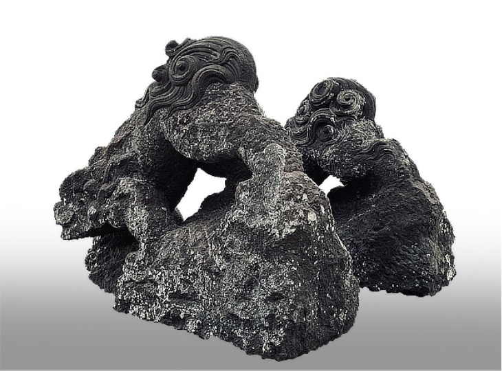 Komainu Pair, Antique Japanese Shishi Lion-Dog Statues - YO07010117