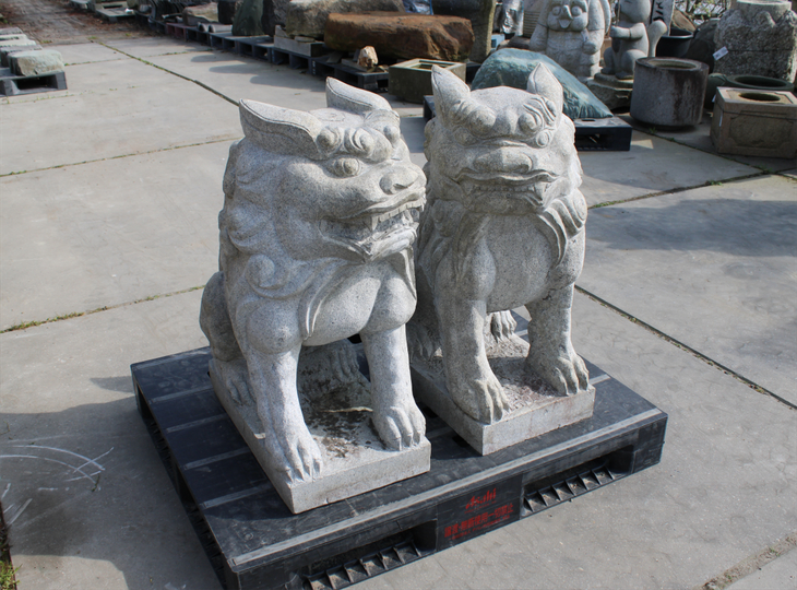 Komainu Pair, Japanese Shishi Lion-Dog Statues - YO07010267