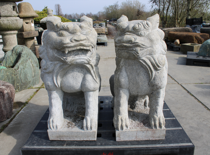 Komainu Pair, Japanese Shishi Lion-Dog Statues - YO07010267
