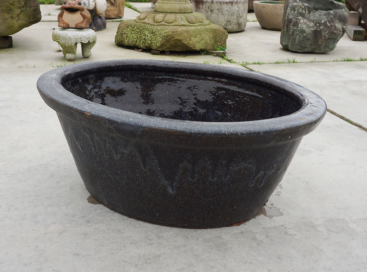 Konpeki Mizubachi, Traditional Japanese Deep Blue Water Pot - YO07010142
