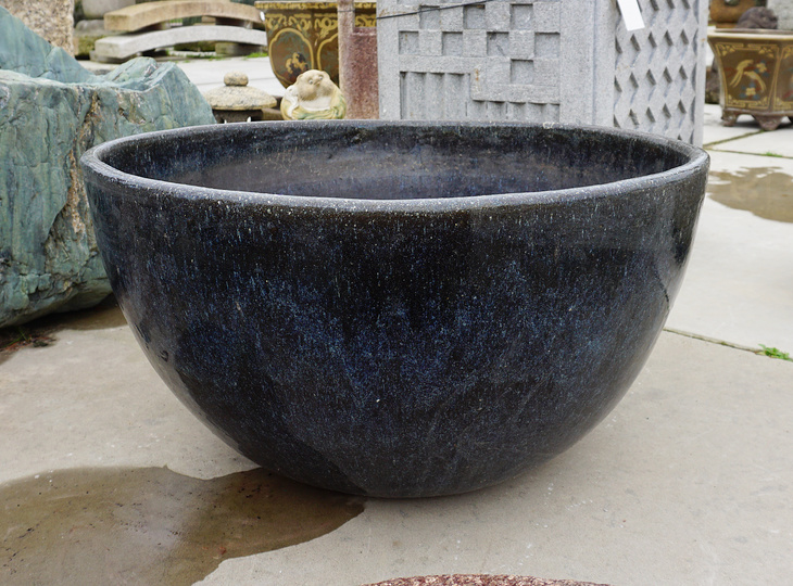 Konpeki Mizubachi, Traditional Japanese Deep Blue Water Pot - YO07010144