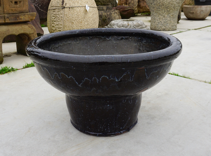 Konpeki Mizubachi, Traditional Japanese Deep Blue Water Pot - YO07010146