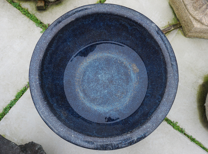 Konpeki Mizubachi, Traditional Japanese Deep Blue Water Pot - YO07010149