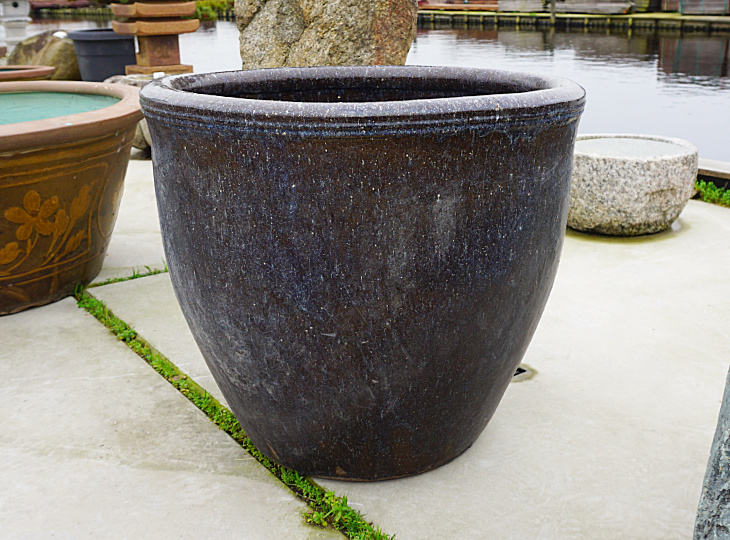 Konpeki Mizubachi, Traditional Japanese Deep Blue Water Pot - YO07010154