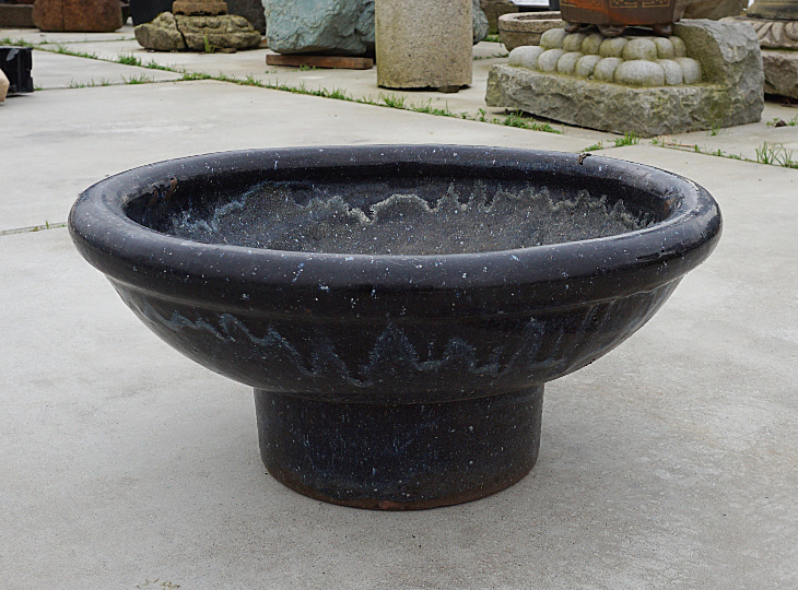 Konpeki Mizubachi, Traditional Japanese Deep Blue Water Pot - YO07010156