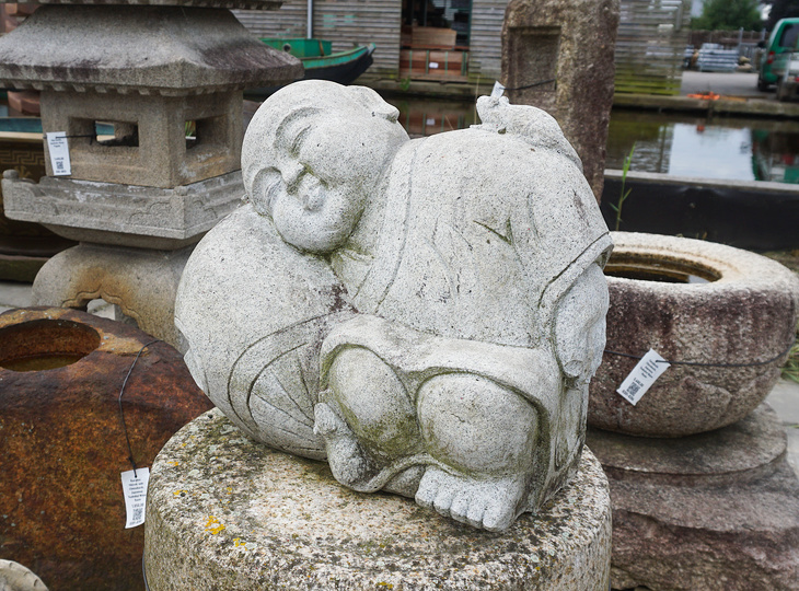 Nemuri Ikkyu-san, Japanese Stone Buddhist Monk Statue - YO07010180