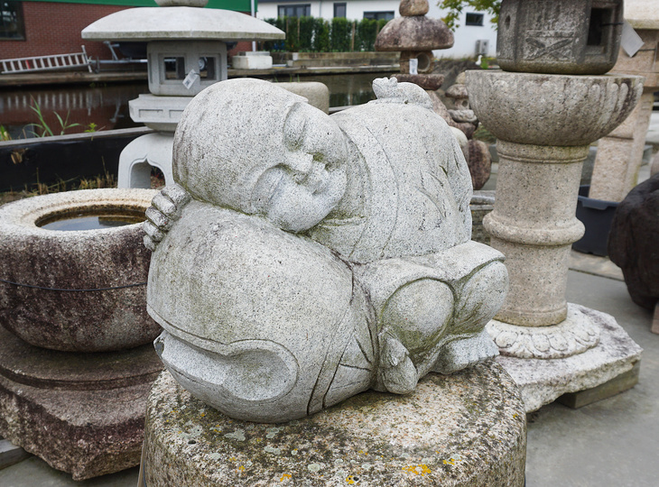 Nemuri Ikkyu-san, Japanese Stone Buddhist Monk Statue - YO07010180