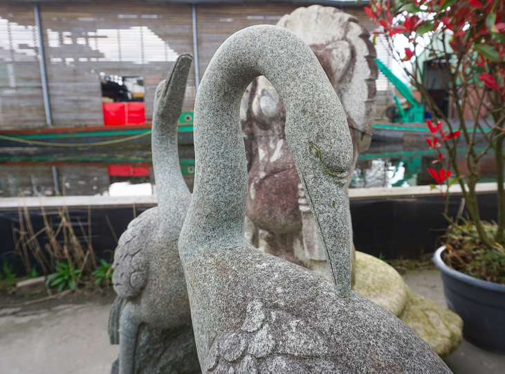 Niwatsuru, Set of Two Japanese Stone Crane Statues - YO07010175