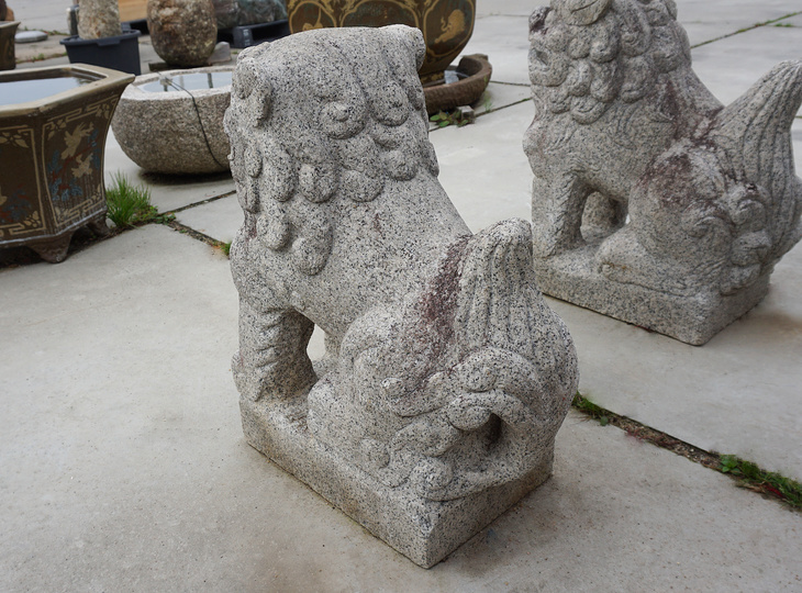 Komainu Set, Antieke Japanse Shishi Leeuwen Standbeelden - YO07010170
