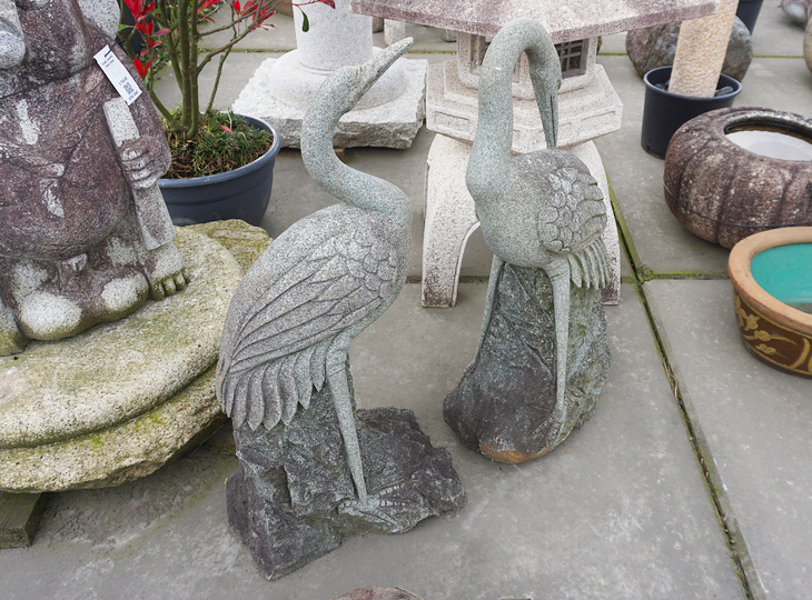 Niwatsuru, Set van Twee Japanse Stenen Kraanvogels - YO07010175