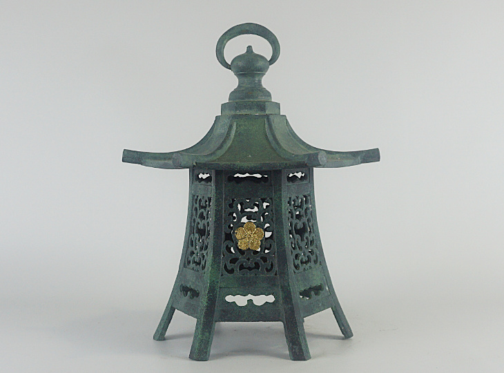 Dazaifu Tenman-gu Tsuridoro with Wooden Chest, Japanese Metal Lantern - YO23010057