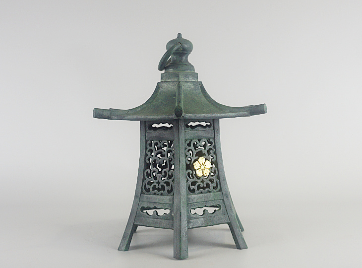 Dazaifu Tenman-gu Tsuridoro with Wooden Chest, Japanese Metal Lantern - YO23010057