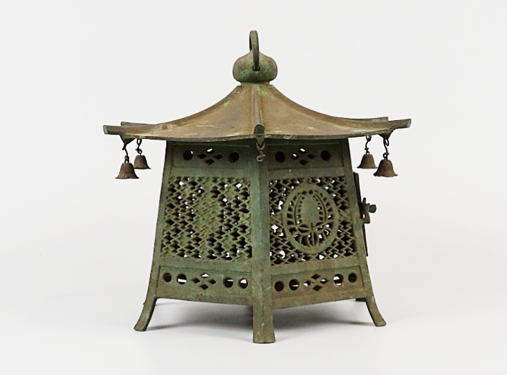 Hana no Kokoro Tsuridōrō, Japanese Antique Metal Lantern - YO23010023