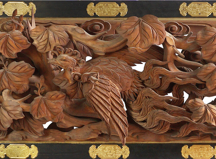 Ranma Fushicho, Antique Japanese Wood Carving Panel - YO23010129