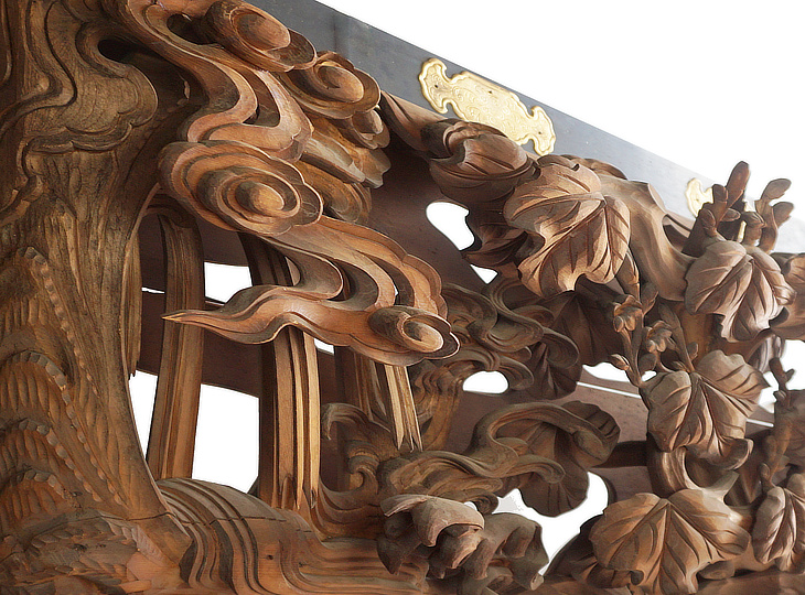 Ranma Fushichō, Antique Japanese Wood Carving Panel - YO23010129