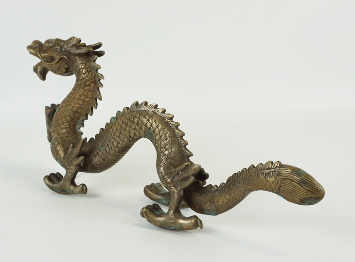 Ryu no Zo, Japanese Antique Copper Dragon Statue Ornament - YO23010162