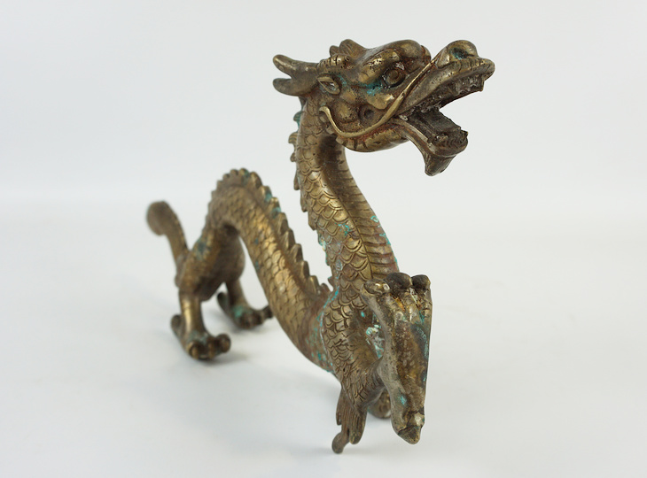 Ryu no Zo, Japanese Antique Copper Dragon Statue Ornament - YO23010162