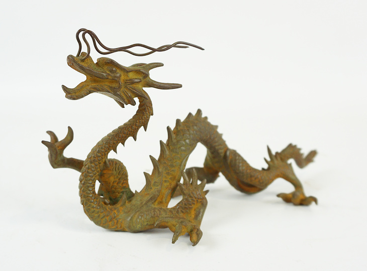 Ryu no Zo, Japanese Antique Copper Dragon Statue Ornament - YO23010164