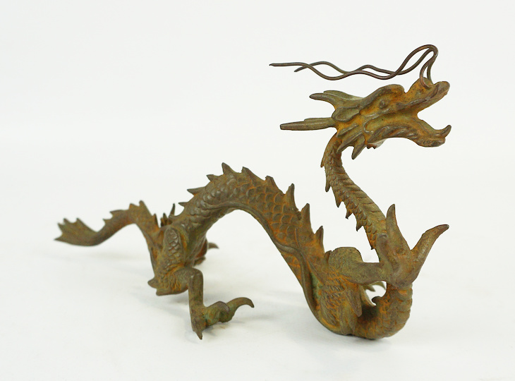 Ryu no Zo, Japanese Antique Copper Dragon Statue Ornament - YO23010164