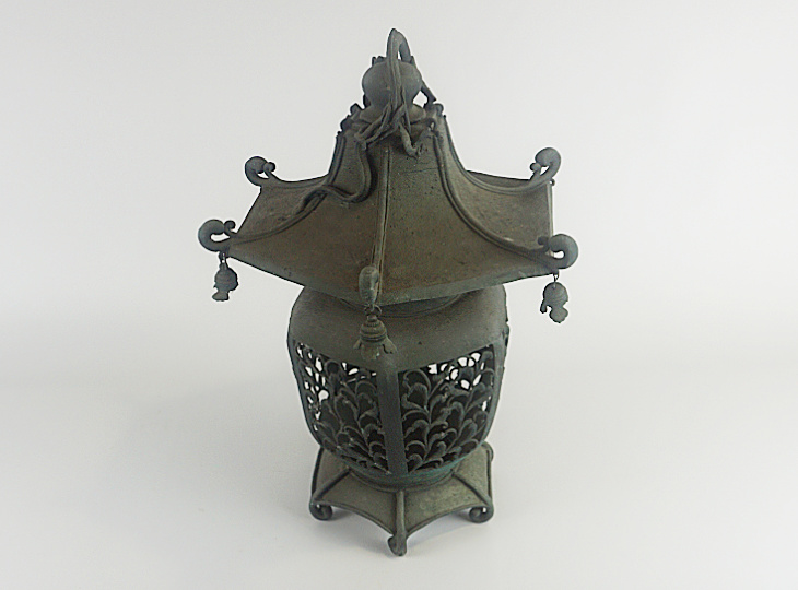 Ryū Tsuridōrō, Japanese Antique Metal Lantern - YO23010049