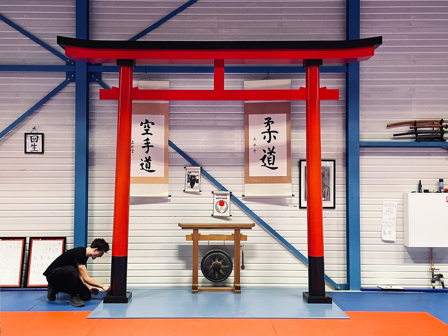 Wooden Japanese Torii Gate built for a Karate Dojo