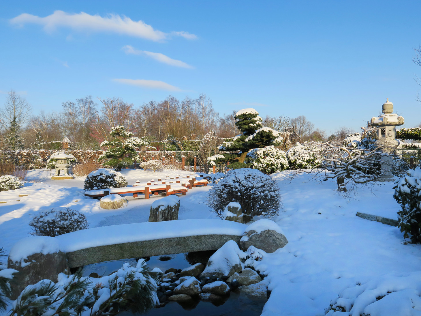 A Japanese winter landscape in snow