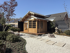 Japanese Roji Tea Garden featuring a traditional Chashitsu tea house