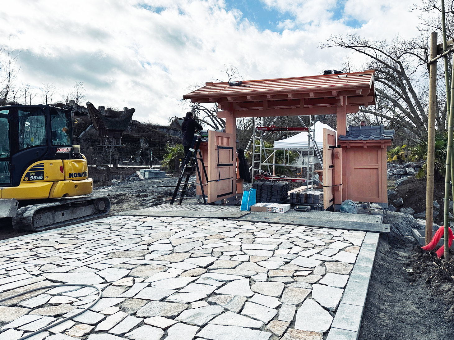 Pairi Daiza Zoo park entrance gate in an authentic Japanese style