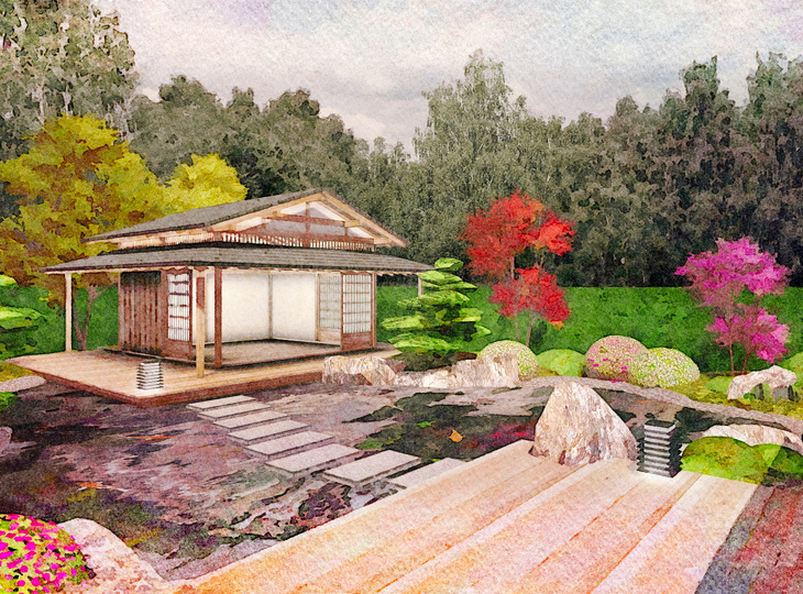 Japanese Garden Design Pavilion Koi Pond