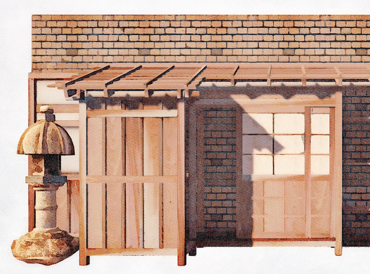 a wooden shed
