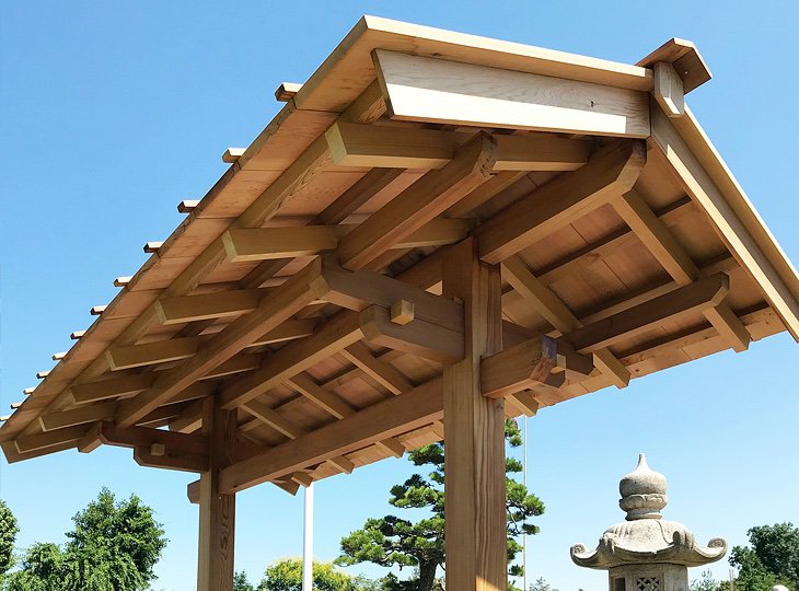 Traditioneel Japans Houtwerk Timmerwerk Japanse Poort dak Constructie