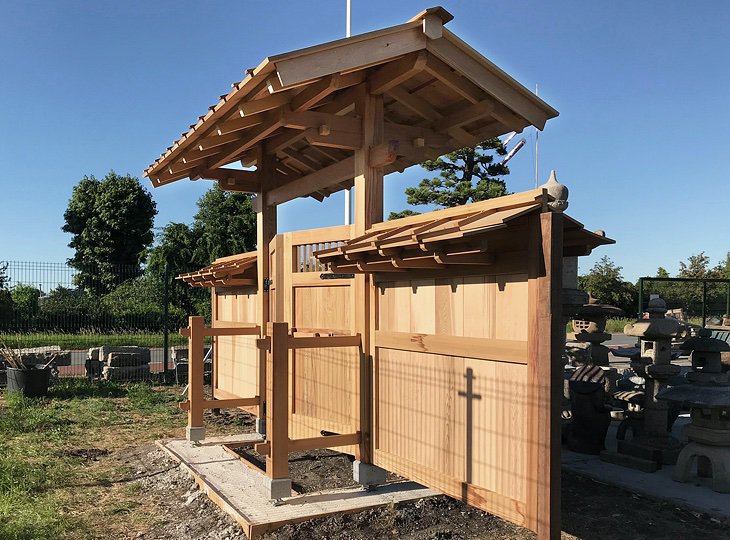 Traditioneel Japans Houtwerk Timmerwerk Japanse Poort Zijaanzicht